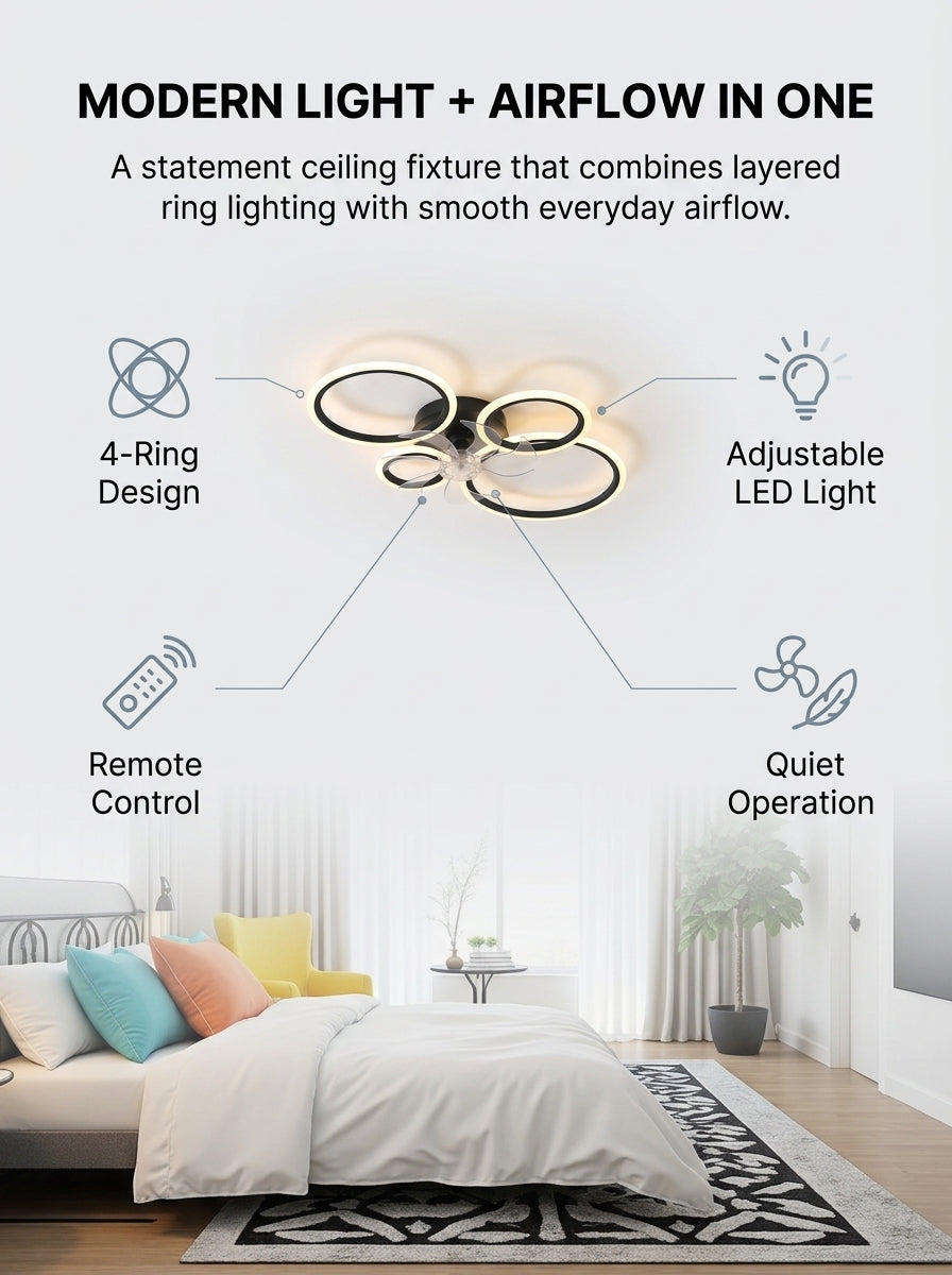 Stoneford 4 Ring Ceiling Fan Light