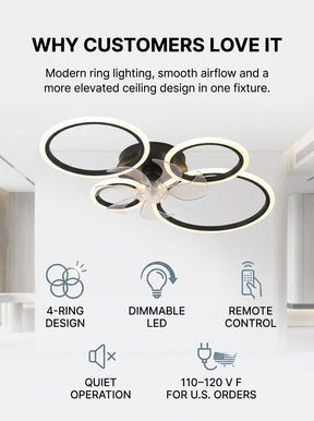 Stoneford 4 Ring Ceiling Fan Light