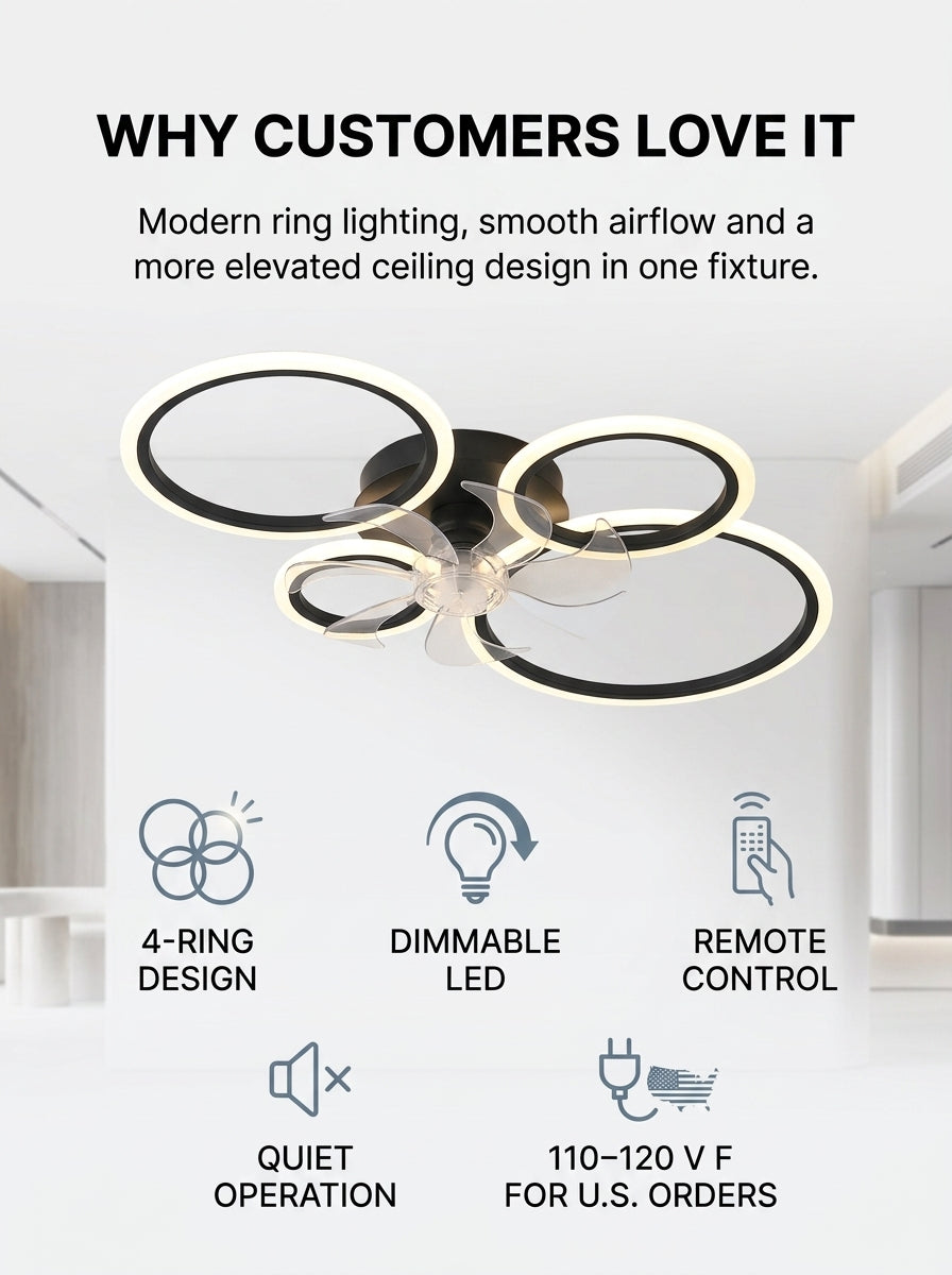 Stoneford 4 Ring Ceiling Fan Light