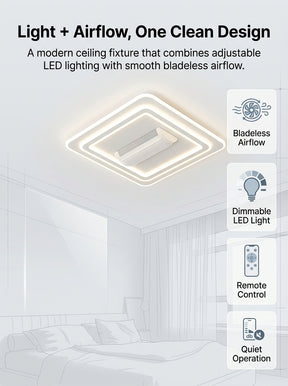 Stoneford Bladeless Ceiling Fan Light | Square