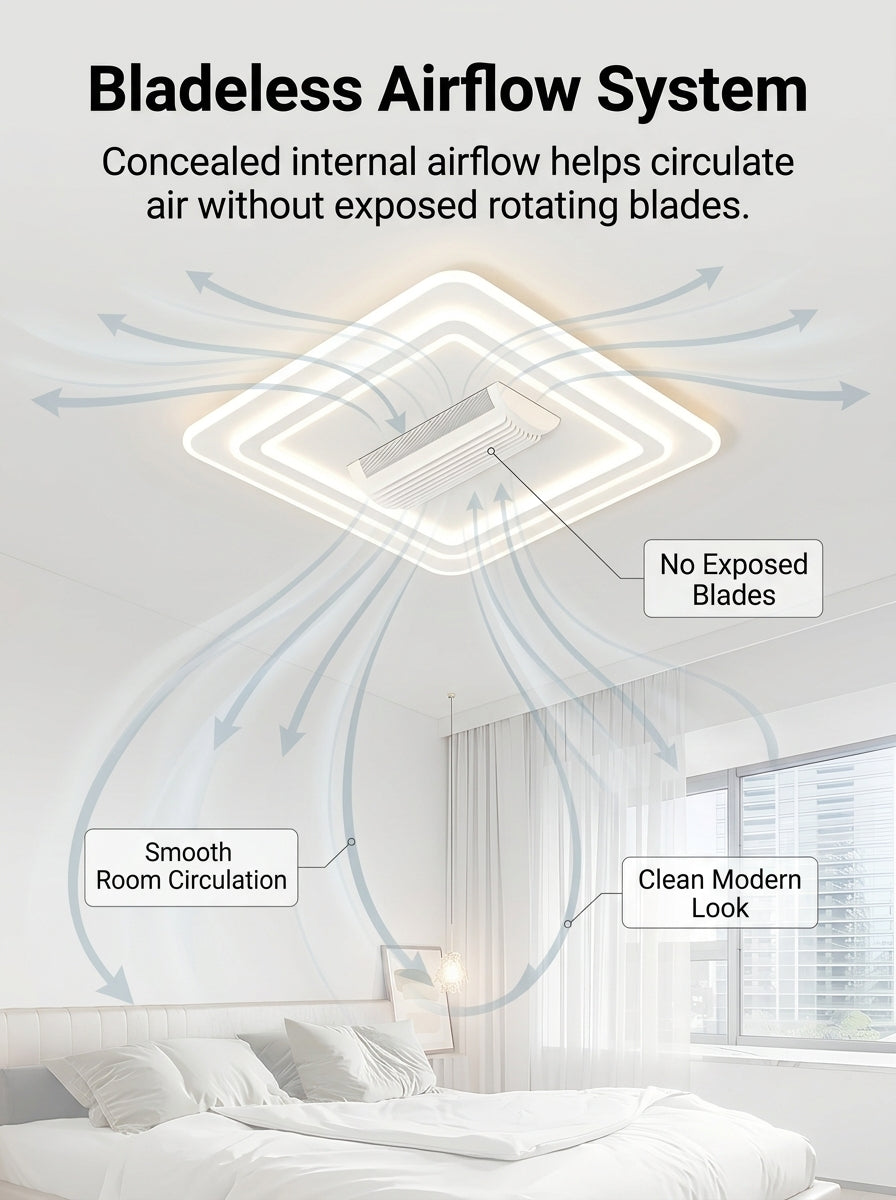 Stoneford Bladeless Ceiling Fan Light | Square