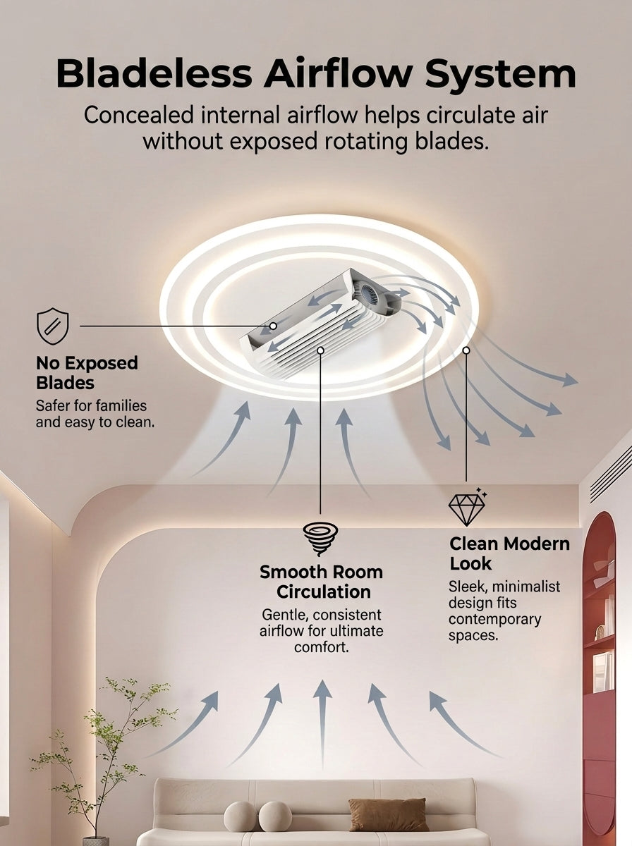 Stoneford Bladeless Ceiling Fan Light | Circular