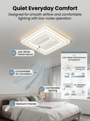 Stoneford Bladeless Ceiling Fan Light | Square