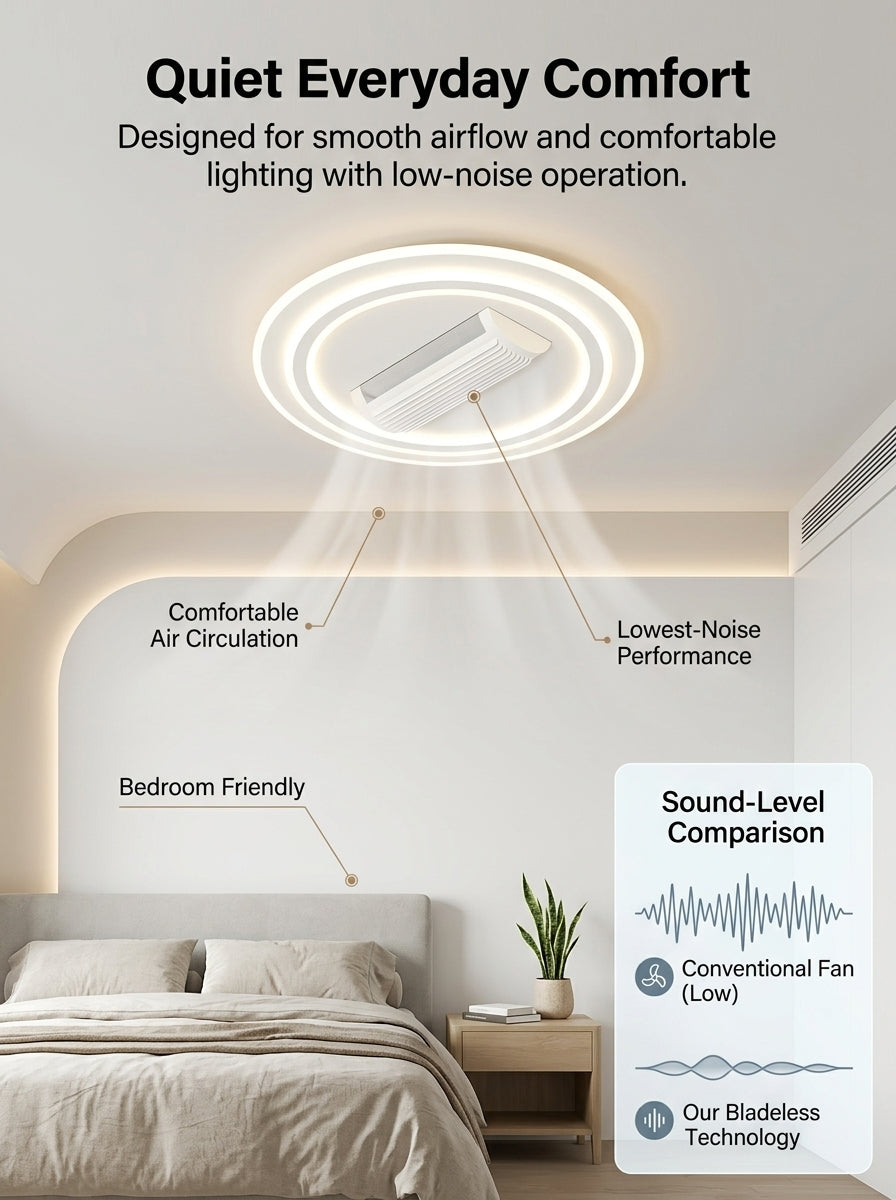 Stoneford Bladeless Ceiling Fan Light | Circular