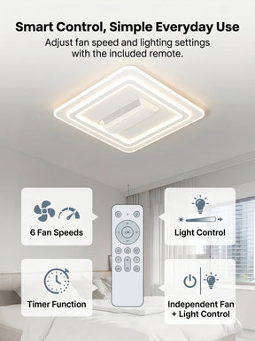 Stoneford Bladeless Ceiling Fan Light | Square