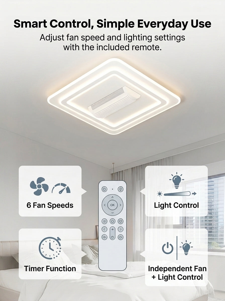 Stoneford Bladeless Ceiling Fan Light | Square