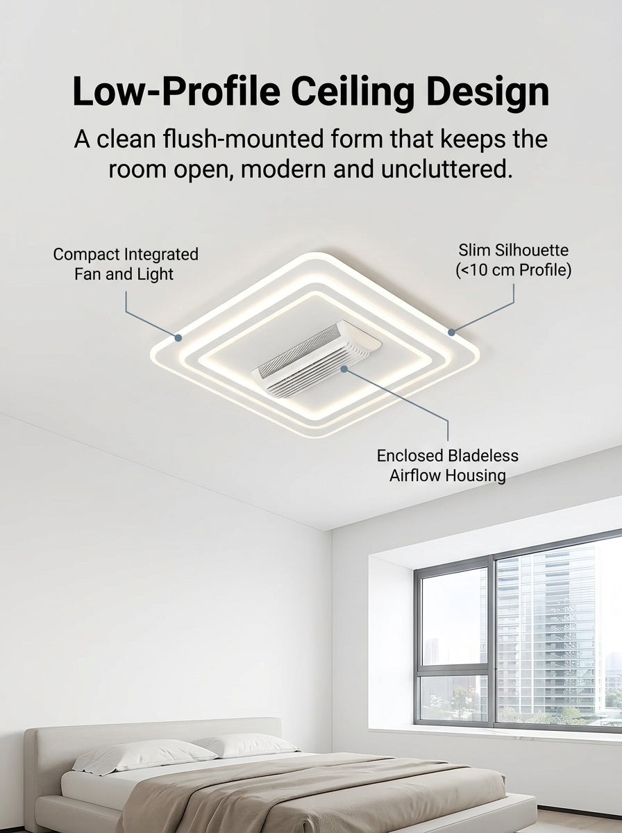 Stoneford Bladeless Ceiling Fan Light | Square