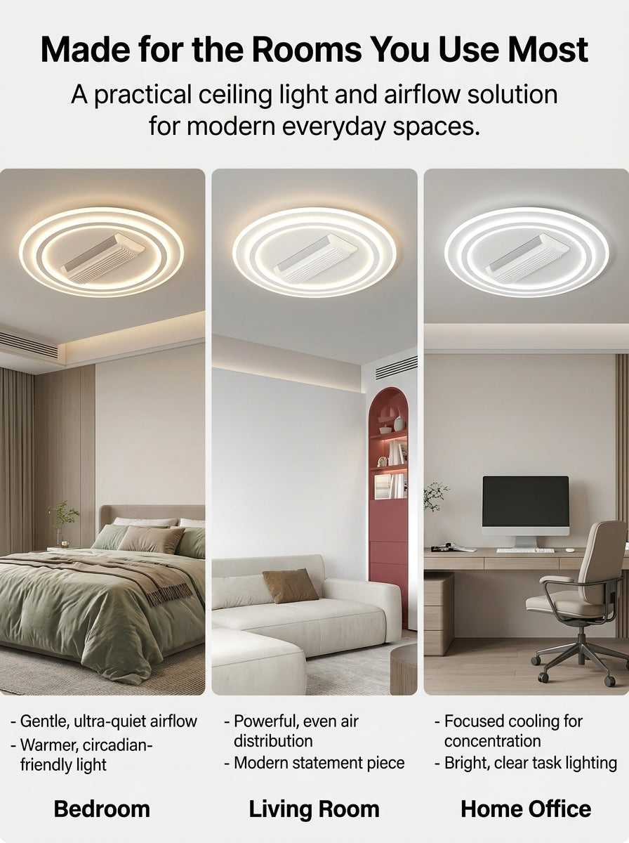 Stoneford Bladeless Ceiling Fan Light | Circular