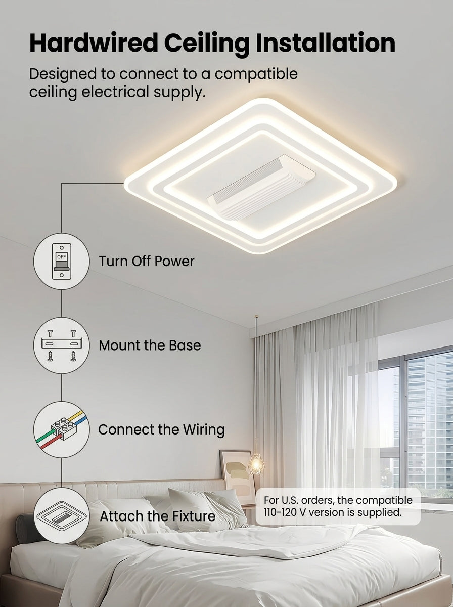 Stoneford Bladeless Ceiling Fan Light | Square