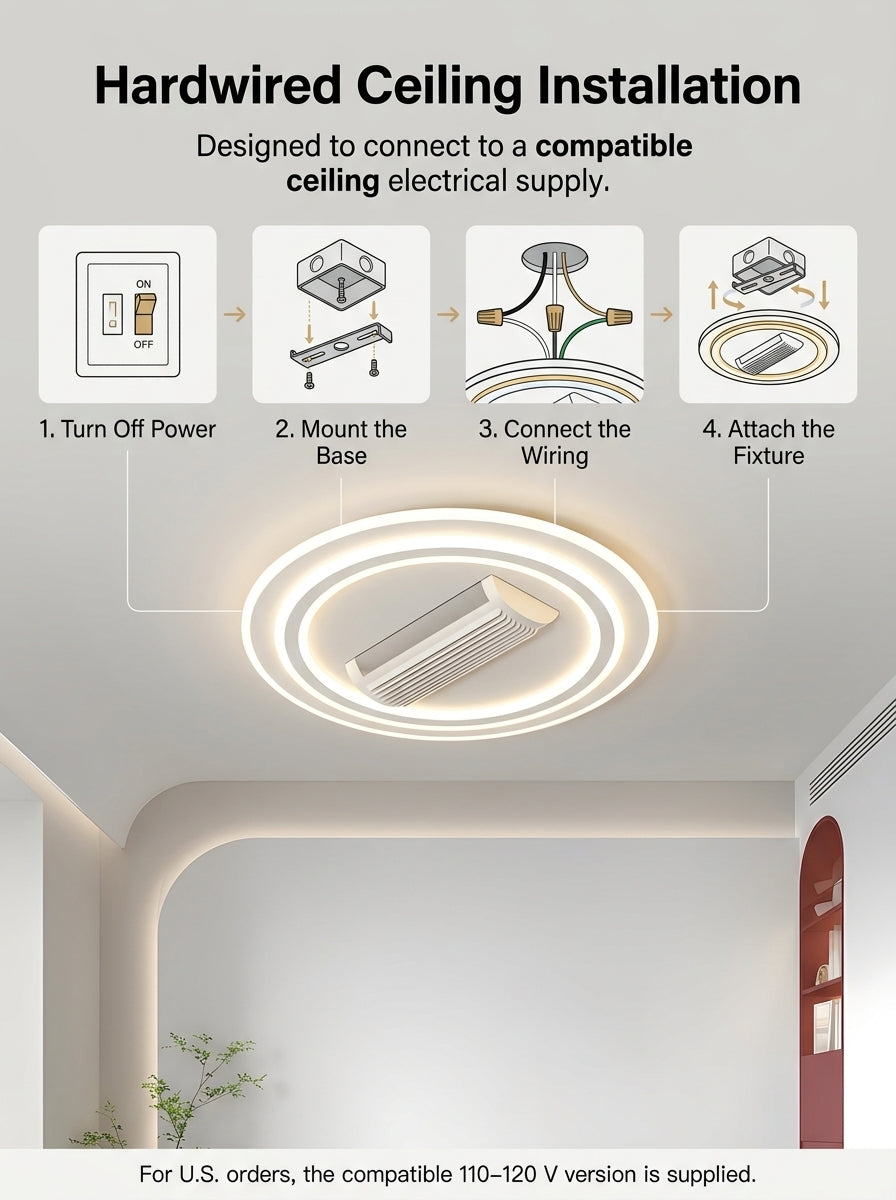 Stoneford Bladeless Ceiling Fan Light | Circular
