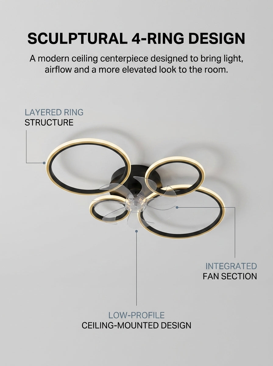 Stoneford 4 Ring Ceiling Fan Light