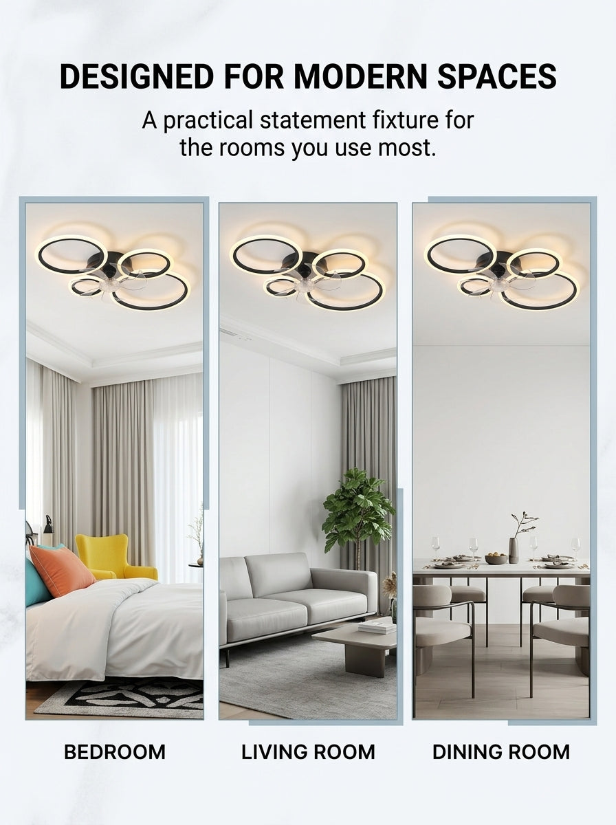 Stoneford 4 Ring Ceiling Fan Light