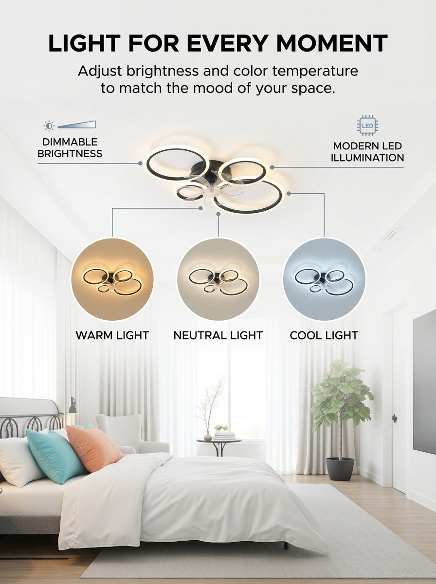 Stoneford 4 Ring Ceiling Fan Light