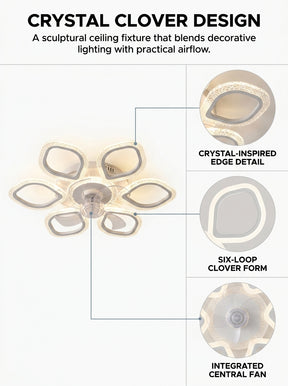 Stoneford Crystal Clover Ceiling Fan Light