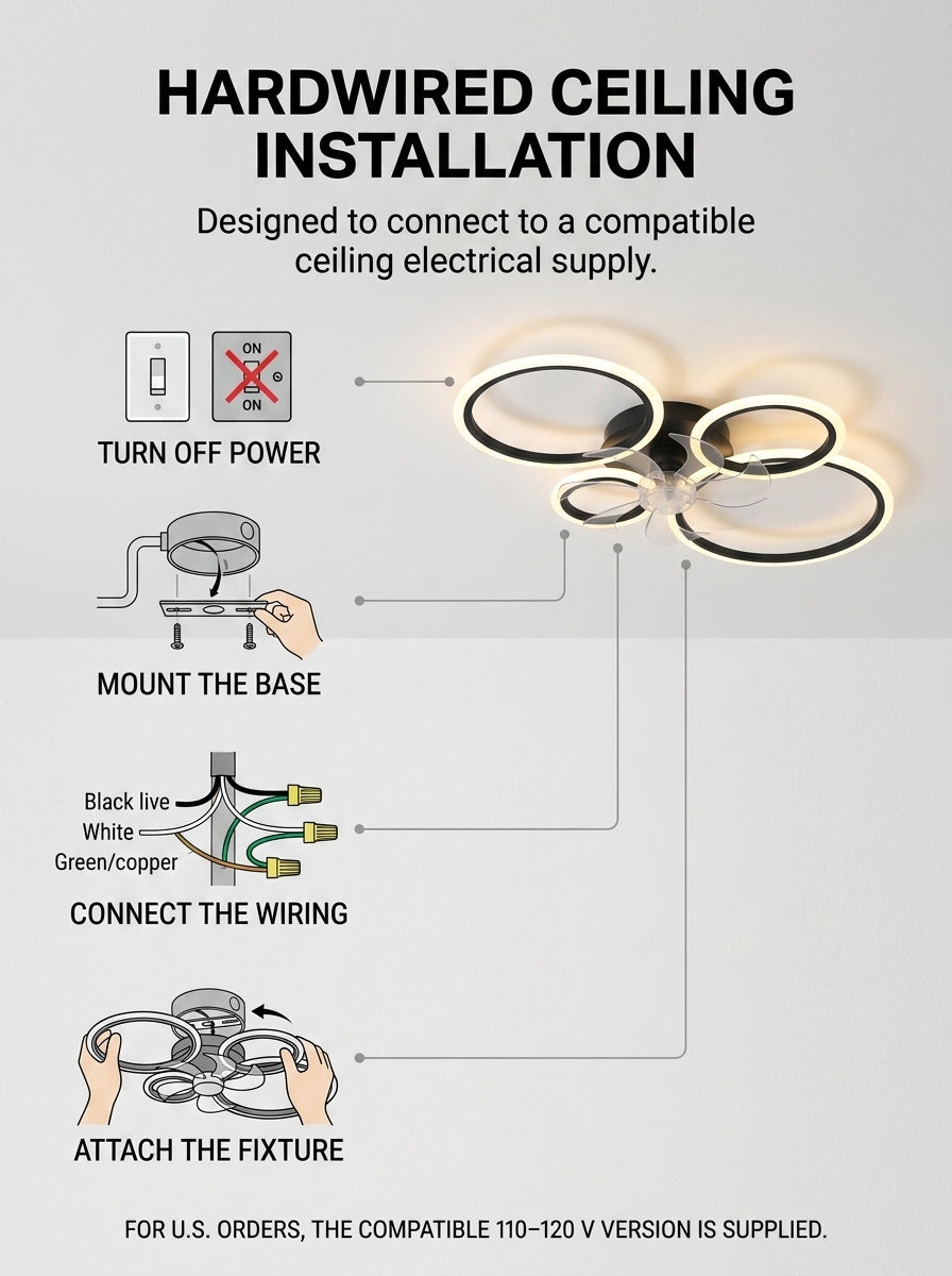 Stoneford 4 Ring Ceiling Fan Light