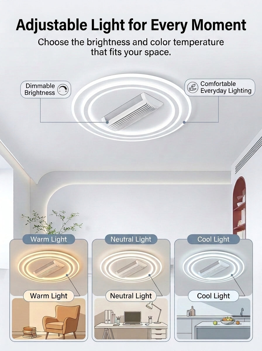 Stoneford Bladeless Ceiling Fan Light | Circular