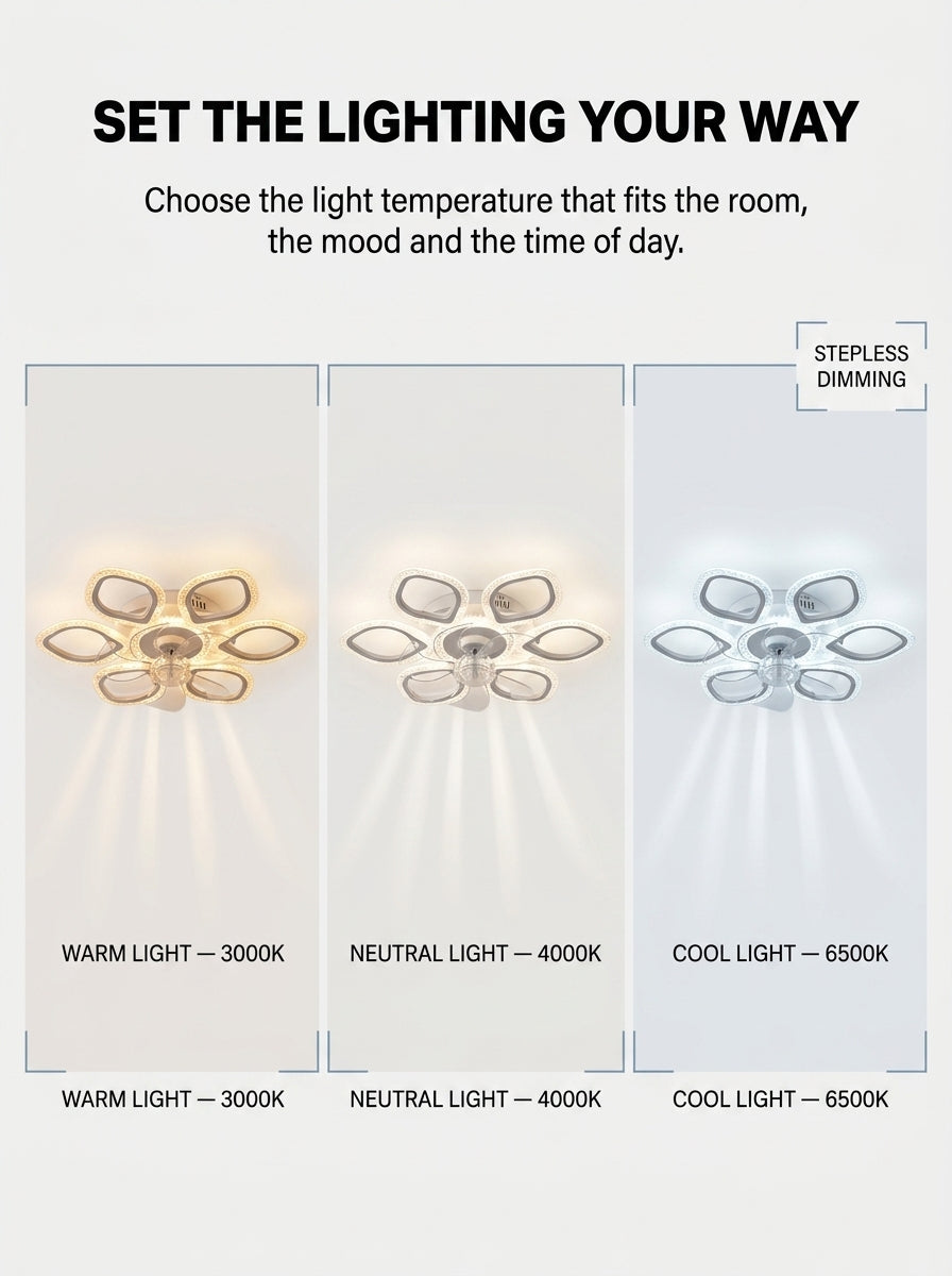 Stoneford Crystal Clover Ceiling Fan Light
