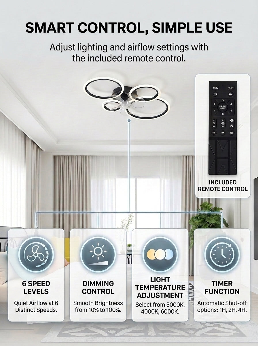 Stoneford 4 Ring Ceiling Fan Light