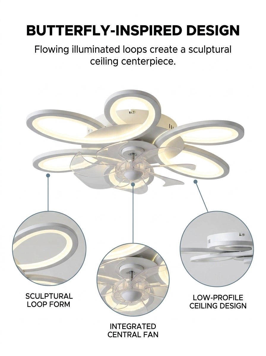 Stoneford Butterfly Loop Ceiling Fan Light