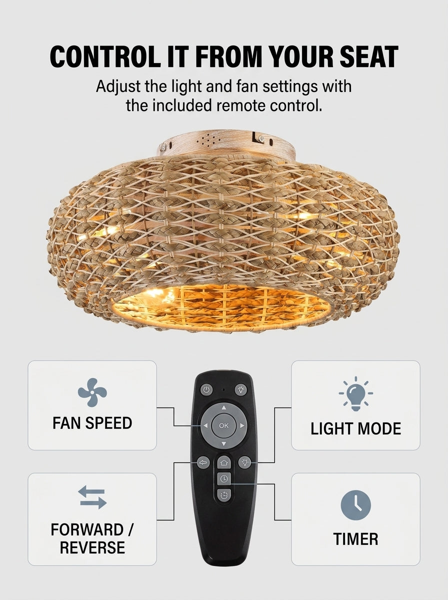 Stoneford Bamboo Ceiling Fan Light