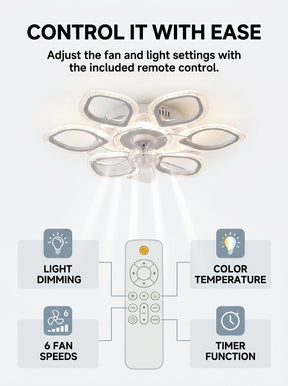 Stoneford Crystal Clover Ceiling Fan Light
