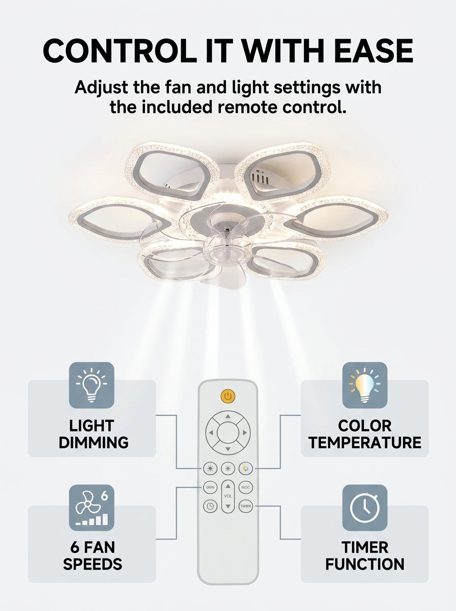 Stoneford Crystal Clover Ceiling Fan Light
