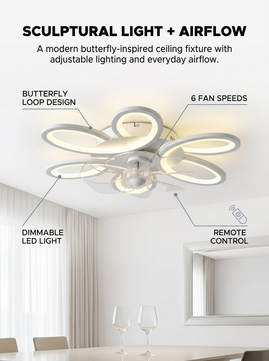 Stoneford Butterfly Loop Ceiling Fan Light