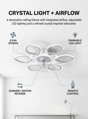 Stoneford Crystal Clover Ceiling Fan Light
