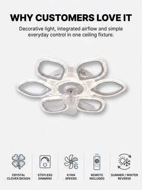 Stoneford Crystal Clover Ceiling Fan Light