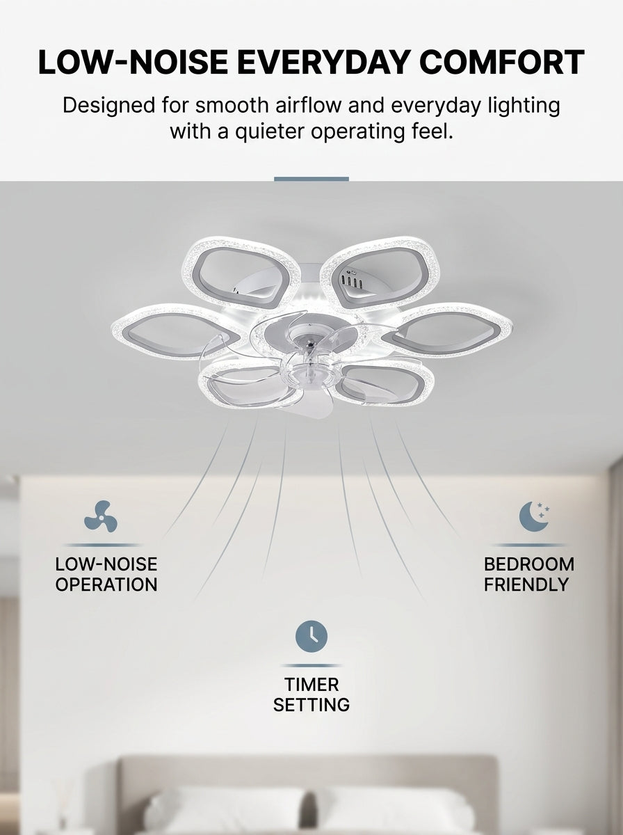 Stoneford Crystal Clover Ceiling Fan Light
