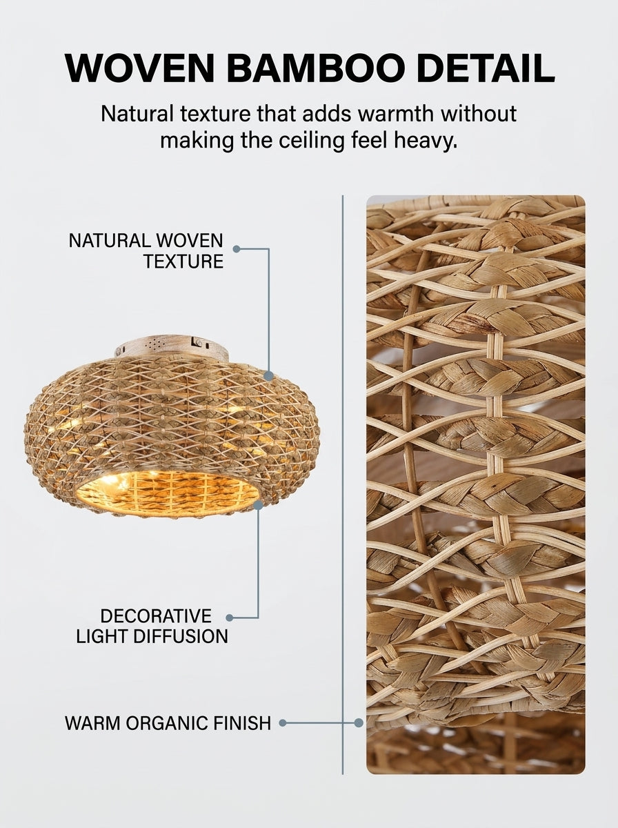 Stoneford Bamboo Ceiling Fan Light