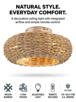 Stoneford Bamboo Ceiling Fan Light
